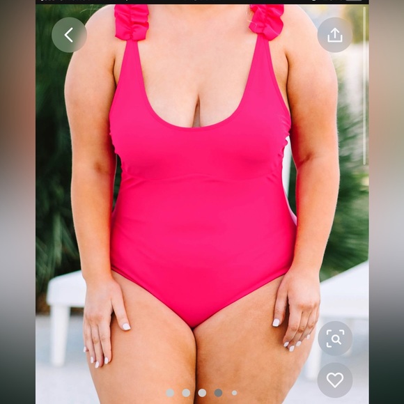 Hot pink, ruffle strap, chic soul, one piece seimsuit - Picture 2 of 3